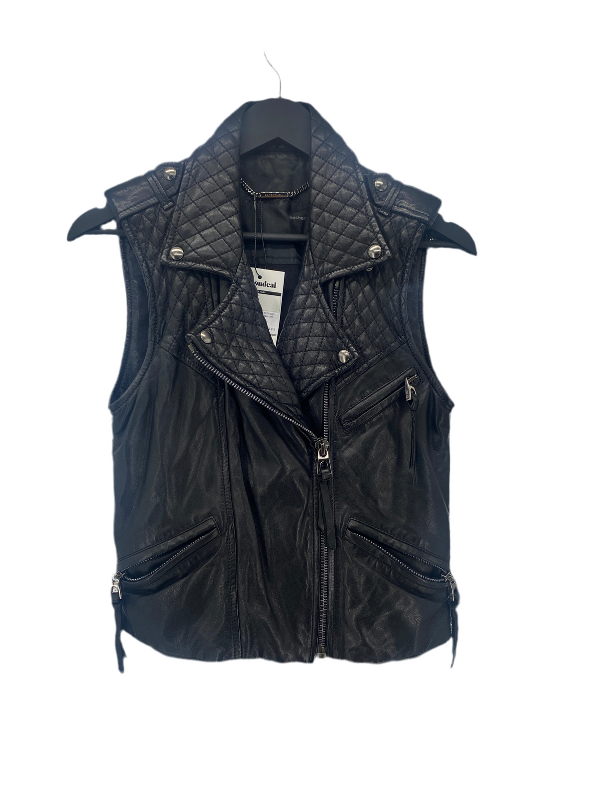 Veste  sans manches perfecto  en cuir noir