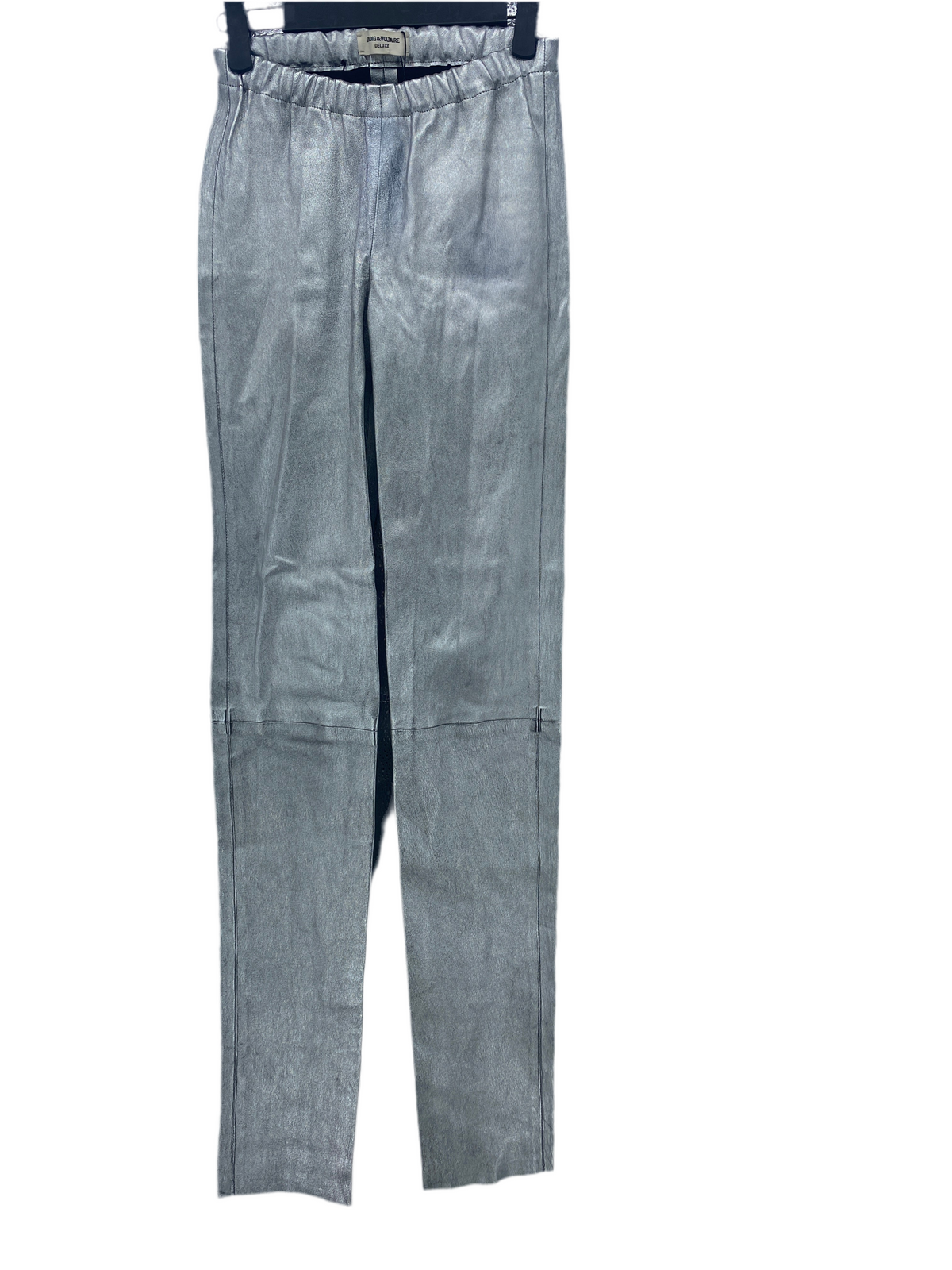 Pantalon en cuir argent