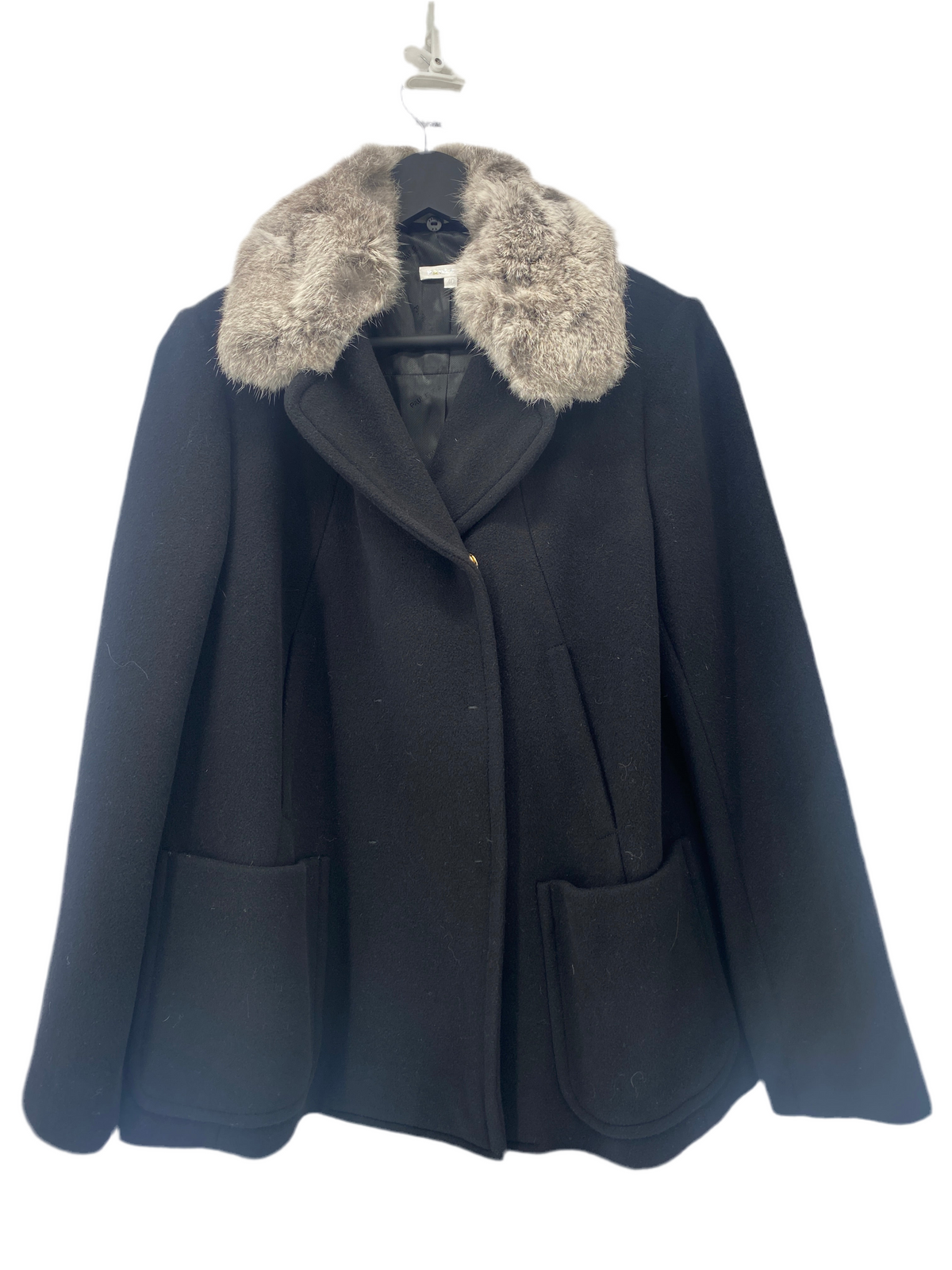 Manteau noir col gris