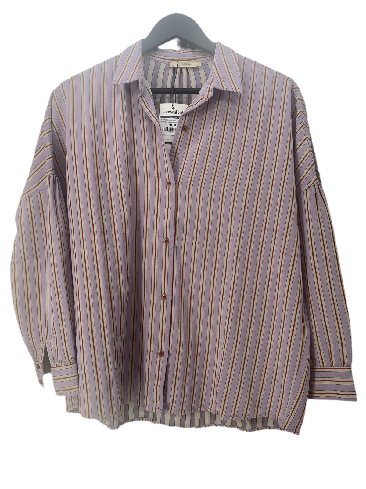 Chemise mauve à rayures