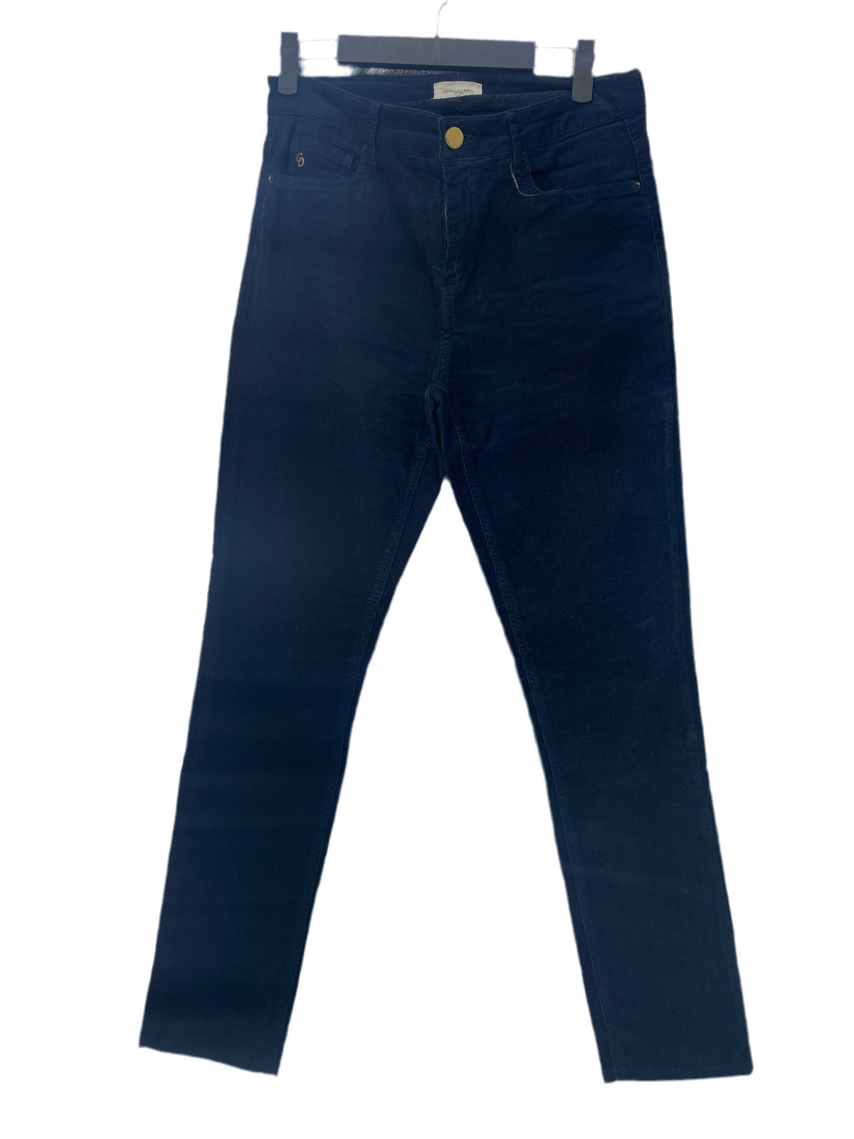 Pantalon bleu, effet velours