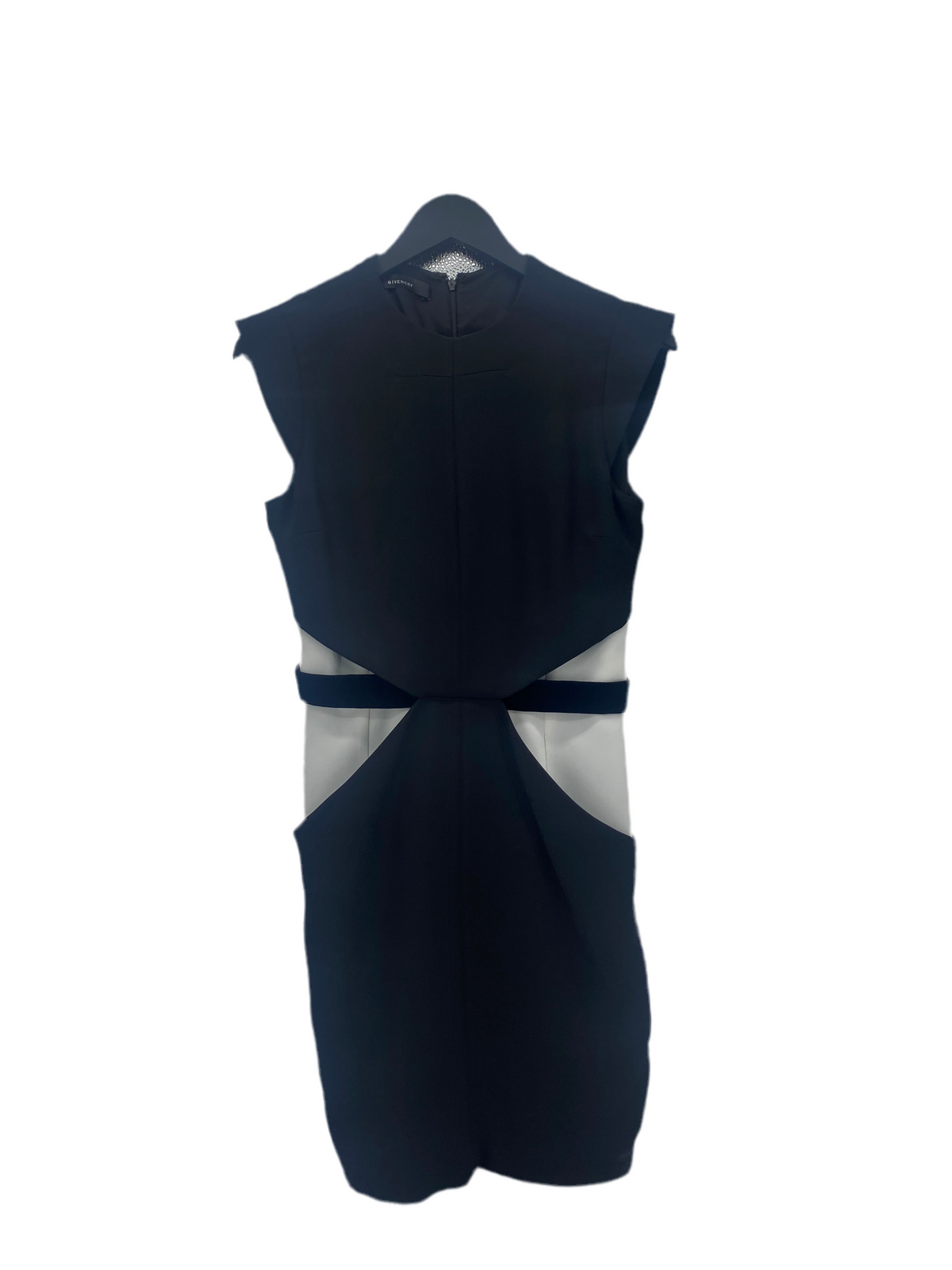 Robe noir ouverture côté tissu blanc