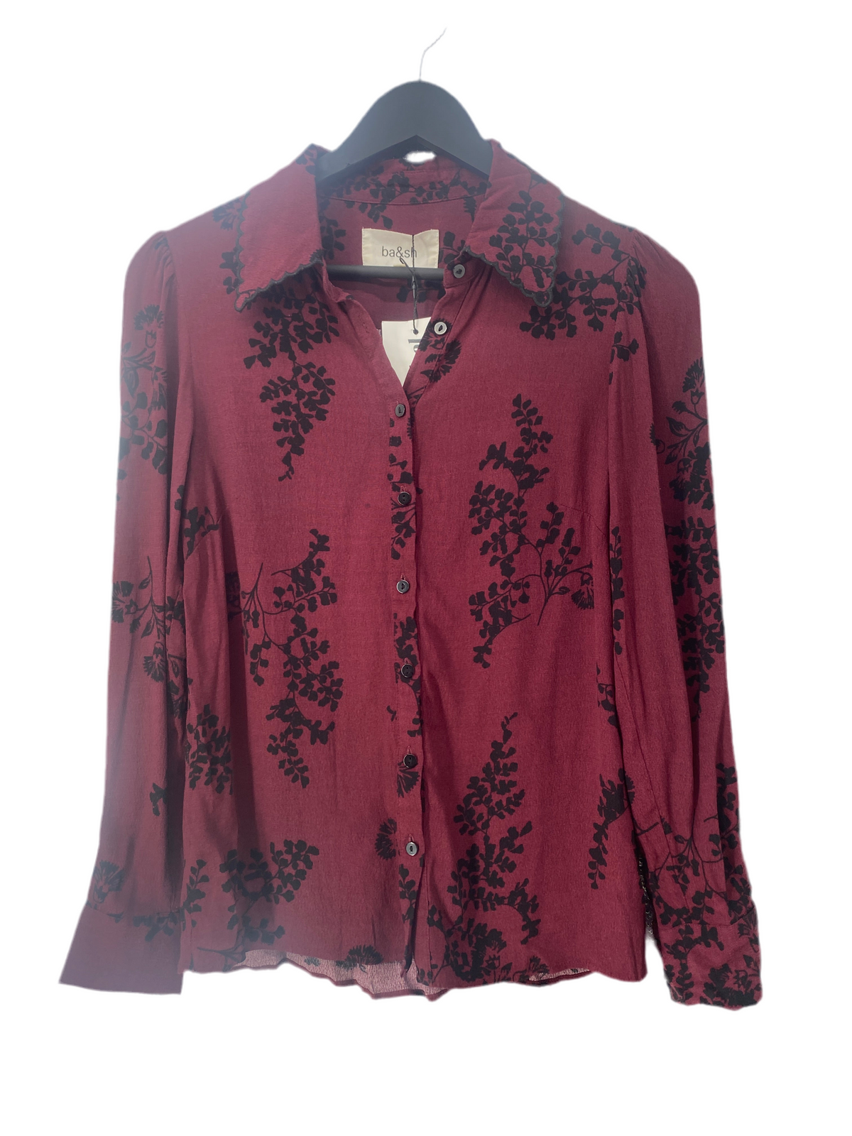 Chemise bordeaux à fleurs