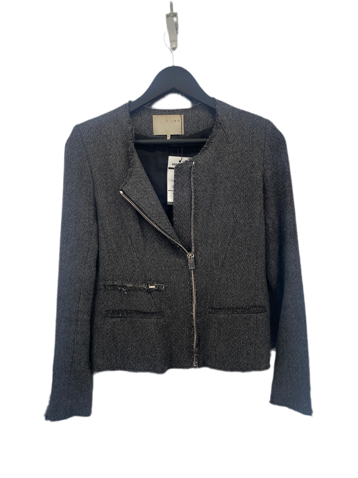 Veste courte grise fermeture sur la poche