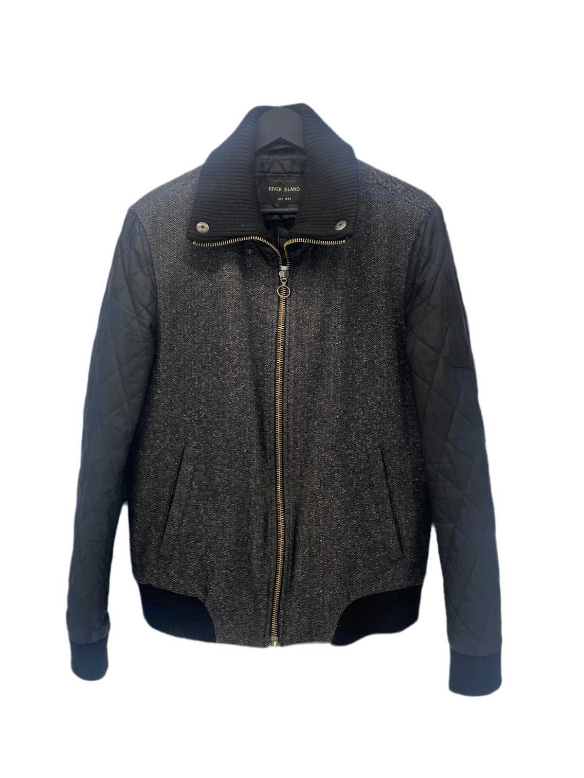 Veste gris chine manches noir